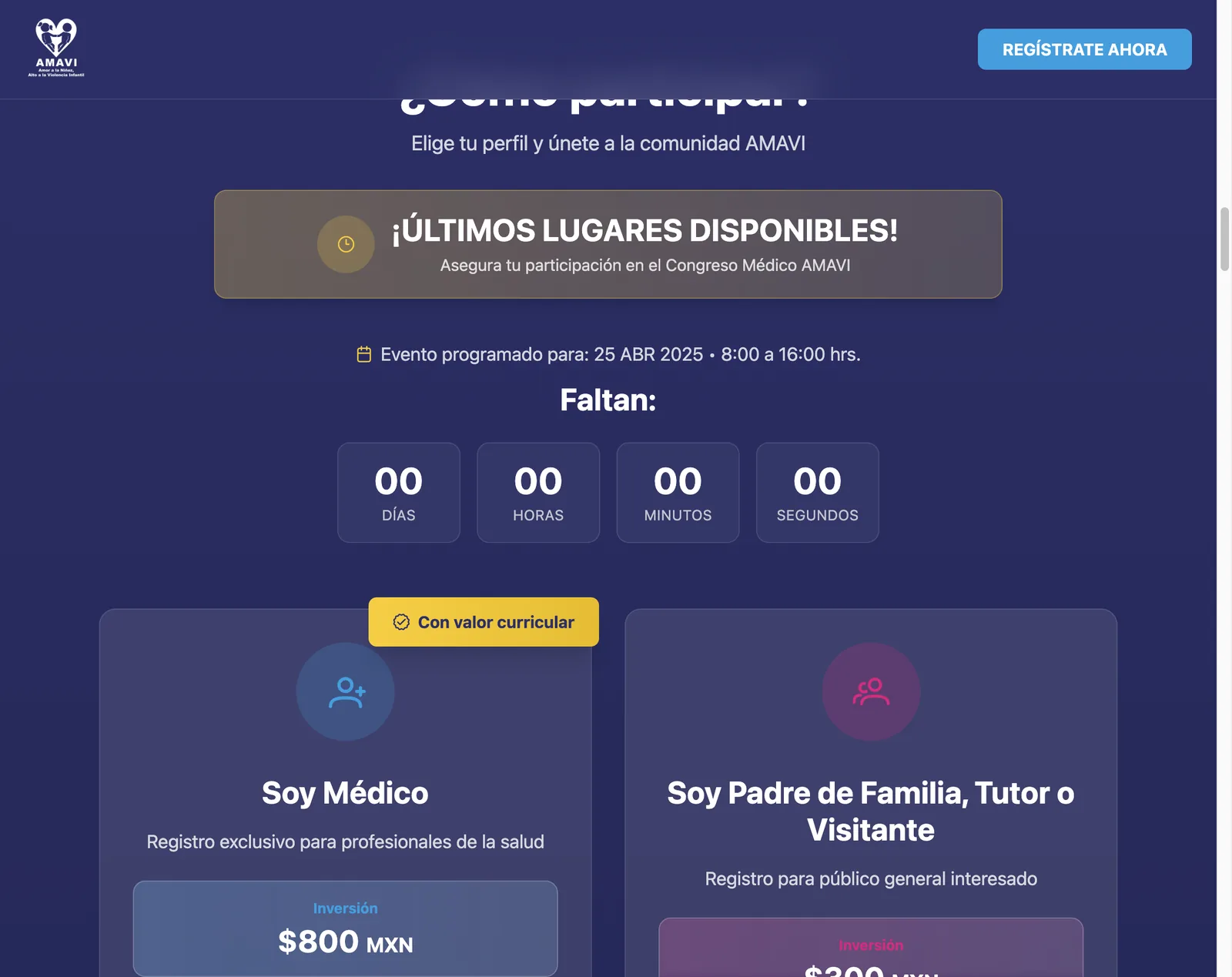 Cuenta regresiva al congreso y los registros «Soy Médico» y «Soy Padre de Familia, Tutor o Visitante»