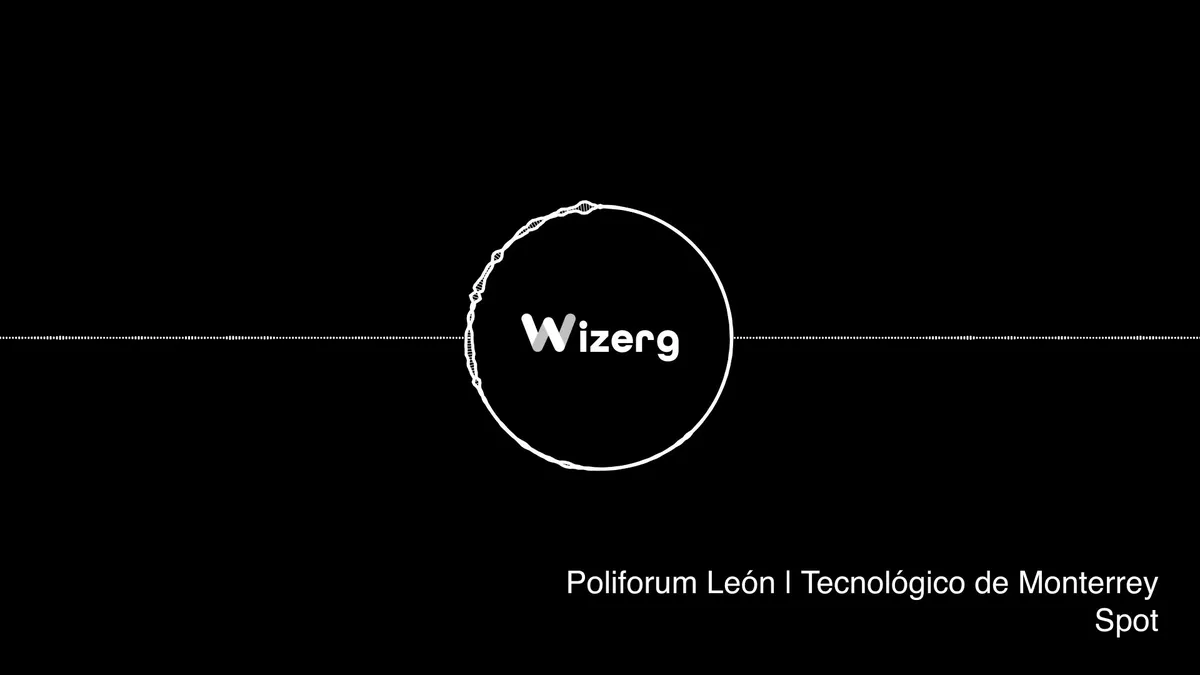 Fotograma del spot del diplomado: una onda de audio y el logotipo de Wizerg
