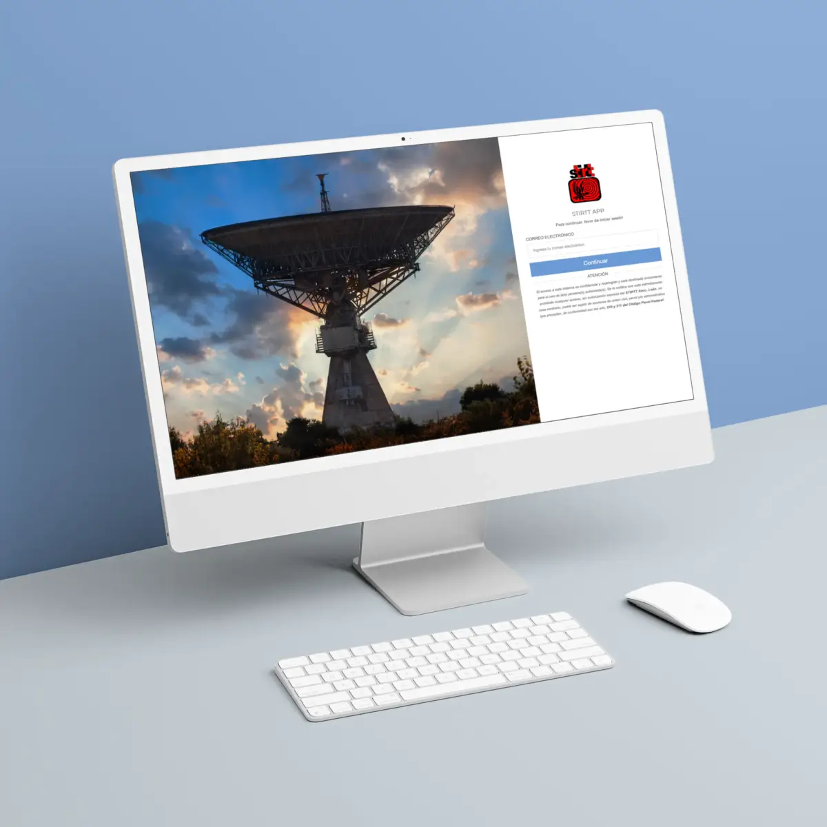 La plataforma STIRTT en una computadora de escritorio