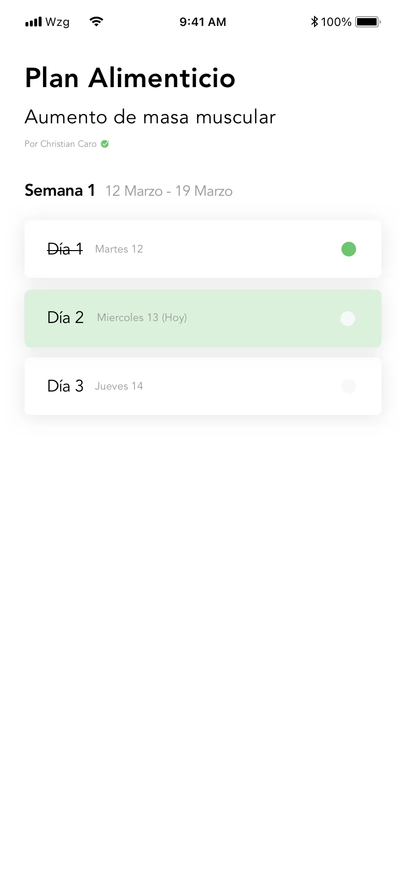 Plan alimenticio para aumento de masa muscular, por semana y por día